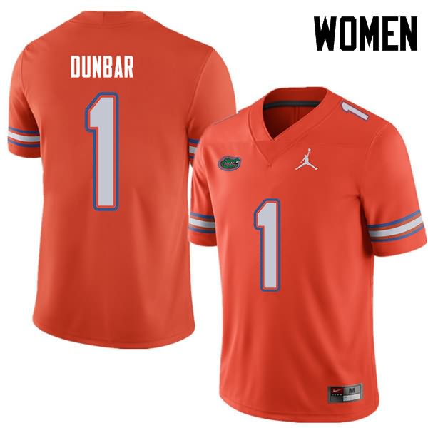 Women's NCAA Florida Gators Quinton Dunbar #1 Stitched Authentic Jordan Brand Orange College Football Jersey FMB2165KF